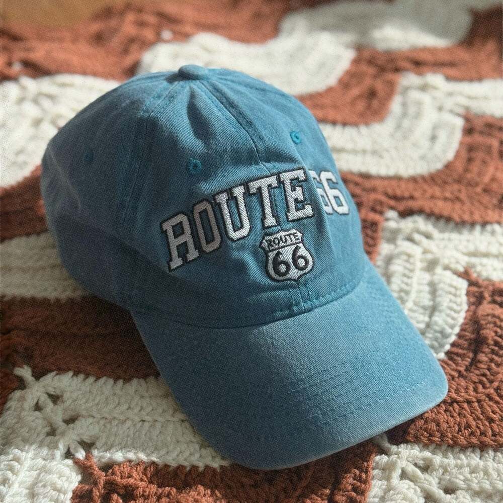 Real Time Products Route 66 Embroidered Blue Baseball Cap Hat